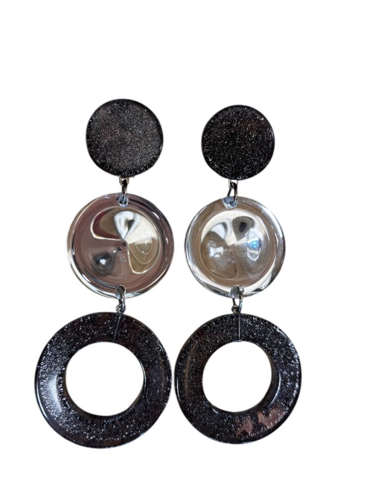 Boucle d'oreille marron et cabochon miroir