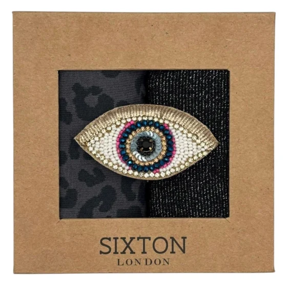 Duo de chaussettes Charcoal Leopard & Black Tokyo avec Golden Eye