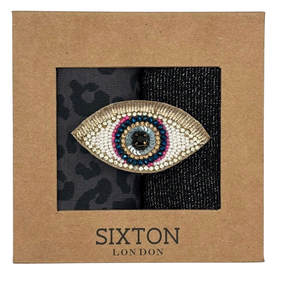 Duo de chaussettes Charcoal Leopard & Black Tokyo avec Golden Eye