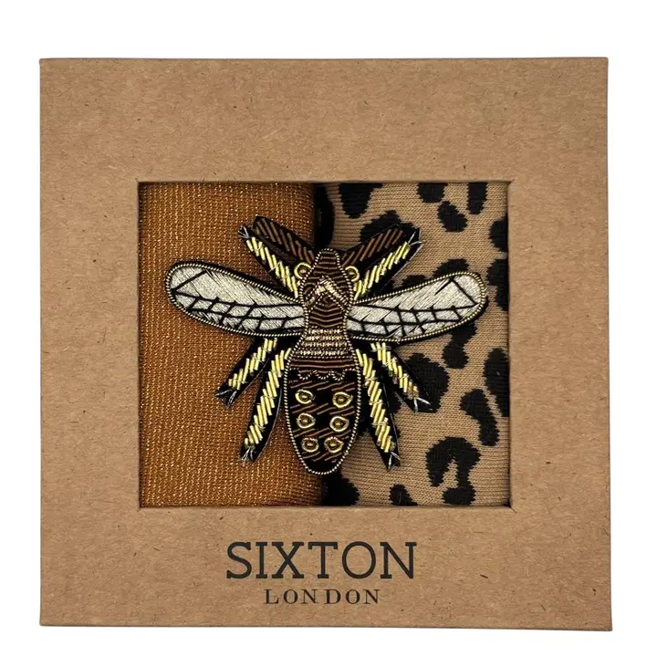 Duo de boîtes de chaussettes Copper Tokyo & Leopard avec insecte métallique