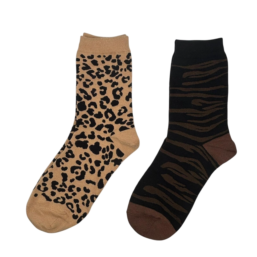 Duo de boîtes de chaussettes Léopard des sables & Savane brune avec Œil de soleil