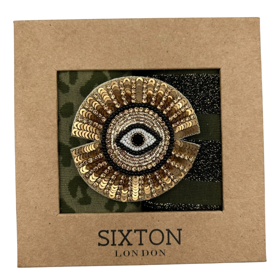 Duo de boîtes de chaussettes Ivy Leopard & Berlin avec broche œil Sunray