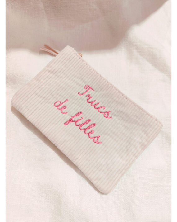 Pochette côtelée Trucs de filles rose clair